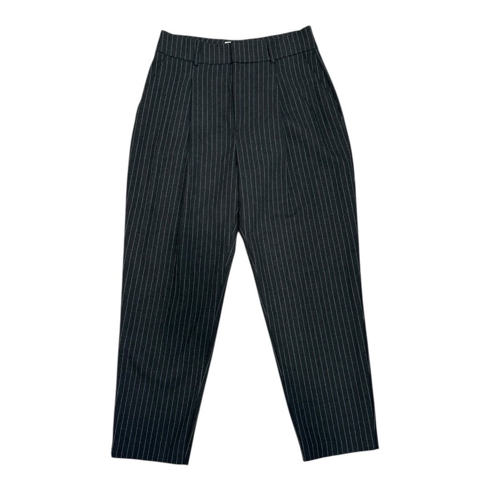 Anine Bing Pinstripe Tailored Pleated Pants Size M Gray White